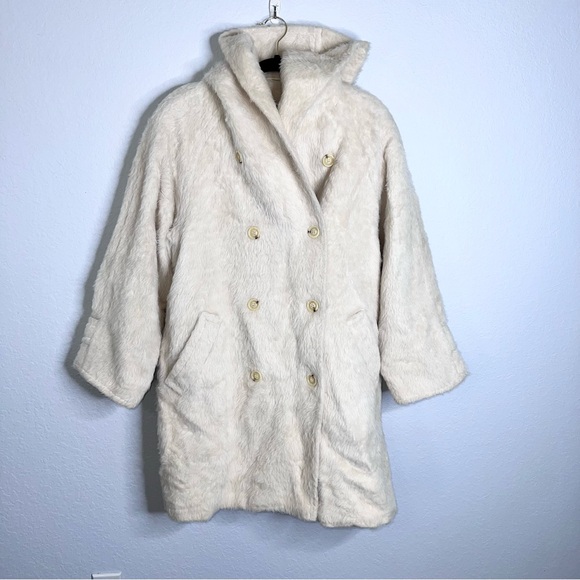 Max Mara Fur Coat Jacket Women’s 10 Cream Vintage Hooded Old Money - Picture 1 of 10
